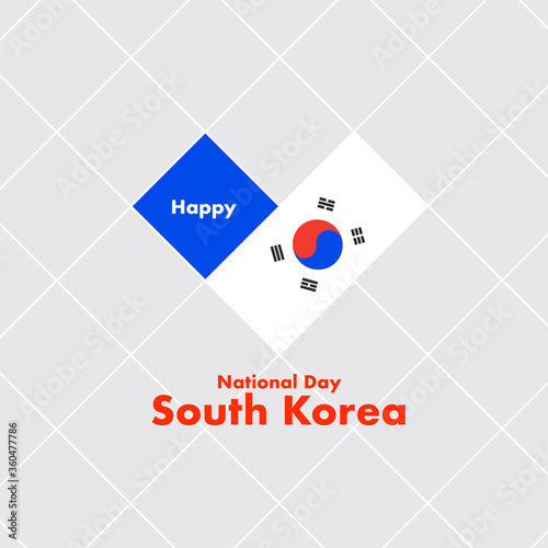 National Day Card Template with Heart Shaped Flag : Vector Illustration