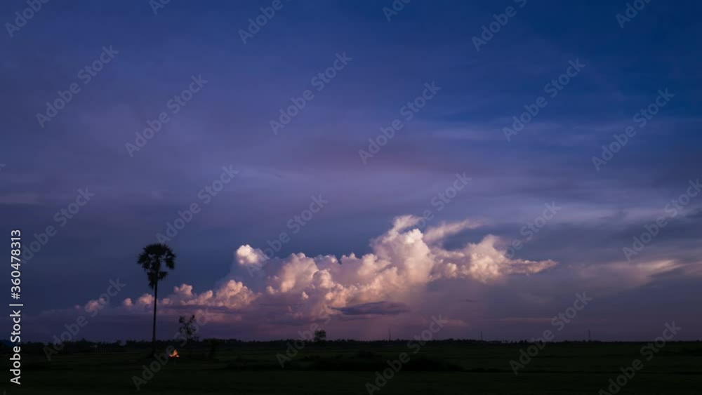 Bubbling Storm Clouds with silhouetted palm tree at Sunset over the Tonle Sap Lake, Cambodia. Bubbling Storm Clouds with silhouetted palm tree at Sunset over the Tonle Sap Lake, Cambodia.