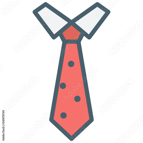 White Collar Shirt with Red Neck Tie Polka Dots Awesome Vector Icon, Multipurpose Usage,  