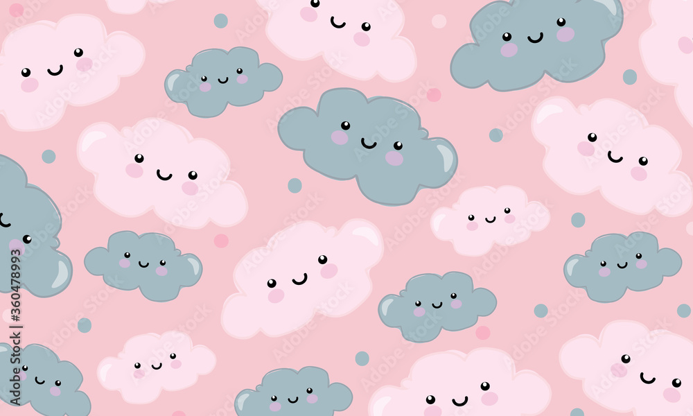 cute cloud repeat pattern illustration on white background. cute cloud repeat pattern illustration on white background.