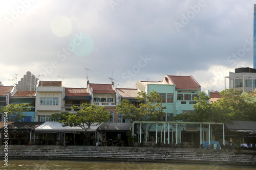 front view of clarke quay is a historical riverside quay singapore photo