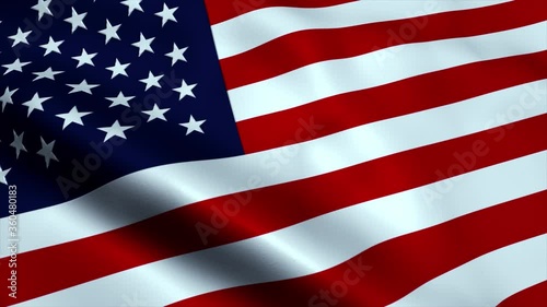 American flag waving in the wind. National flag of American. Sign of American seamless loop animation.