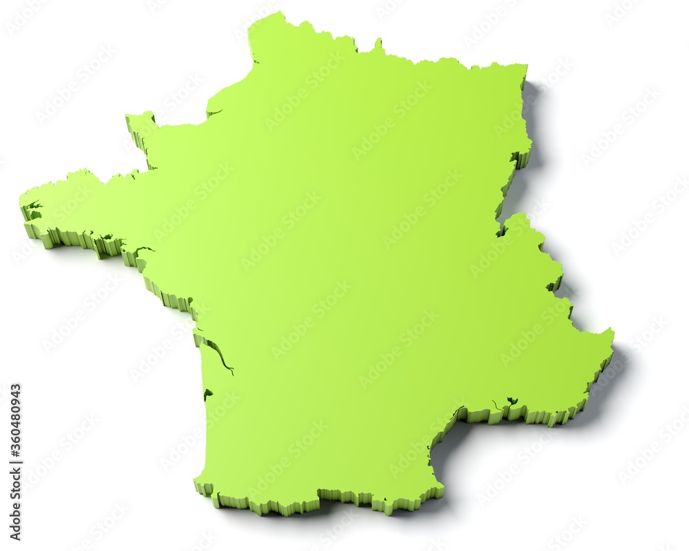 Carte de France verte sur fond blanc