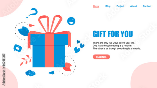 Gift box. Promotion of online store or shop loyalty program and bonus. Vector illustration for advertisement