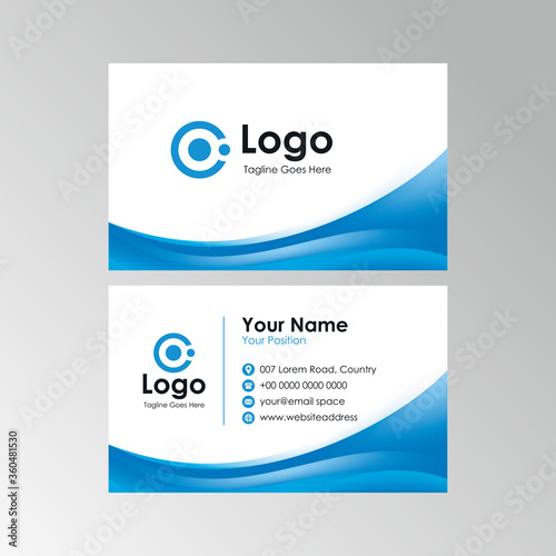abstract smooth blue wavy business card design, professional stylish name card template vector