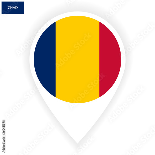 Chad marker icon with shadow on white background. Chad pin icon isolated on white background. Free Download Chad marker icon with shadow on white background. Chad pin icon isolated on white background. - GFXLoad