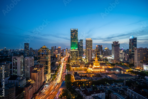 panoramic city skyline in shanghai china