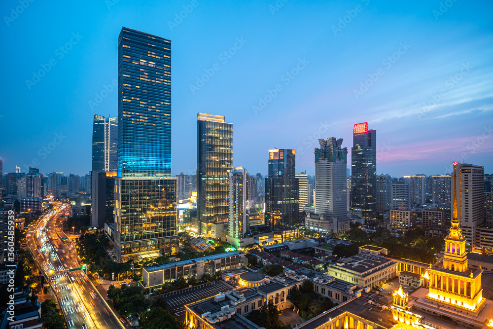Fototapeta premium city skyline in shanghai china