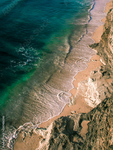 Ocean coastline and azure water in Bali