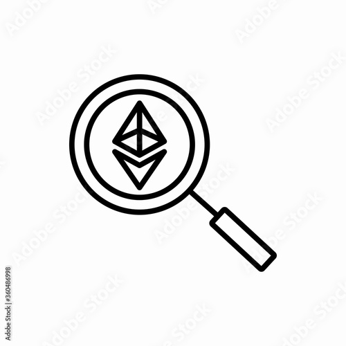 Outline ethereum search icon.Ethereum search vector illustration. Symbol for web and mobile