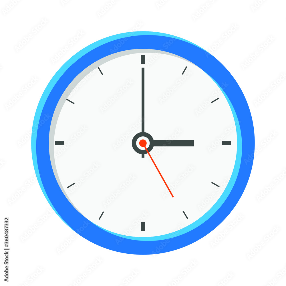 Analog clock flat vector icon. Symbol of time management, chronometer with hour, minute and second arrow. Simple illustration isolated on white background. EPS 10. Analog clock flat vector icon. Symbol of time management, chronometer with hour, minute and second arrow. Simple illustration isolated on white background. EPS 10.