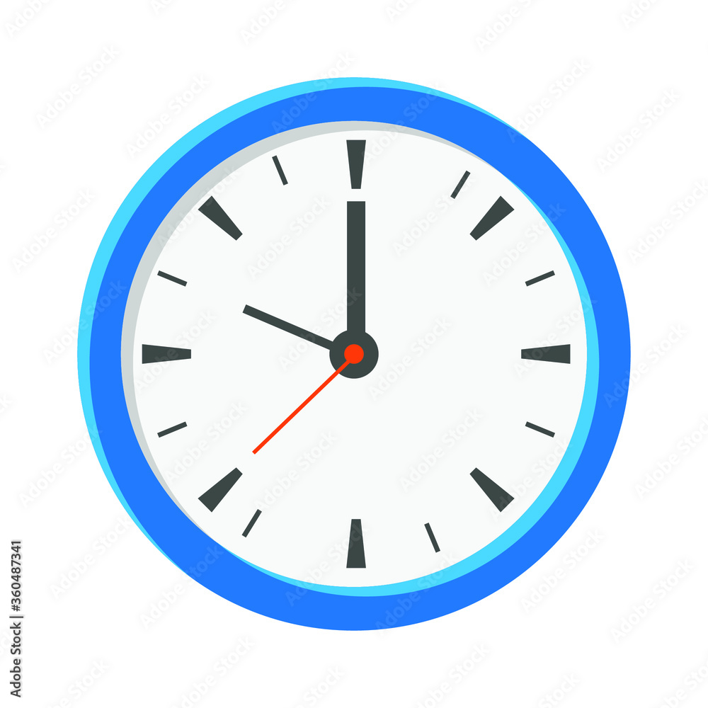 Analog clock flat vector icon. Symbol of time management, chronometer with hour, minute and second arrow. Simple illustration isolated on white background. EPS 10. Analog clock flat vector icon. Symbol of time management, chronometer with hour, minute and second arrow. Simple illustration isolated on white background. EPS 10.