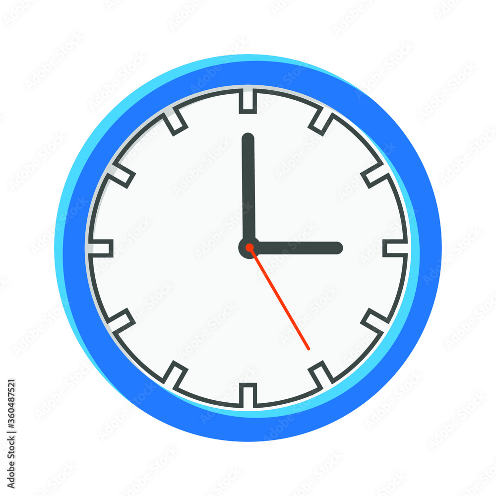 Analog clock flat vector icon. Symbol of time management, chronometer with hour, minute and second arrow. Simple illustration isolated on white background. EPS 10. Analog clock flat vector icon. Symbol of time management, chronometer with hour, minute and second arrow. Simple illustration isolated on white background. EPS 10.