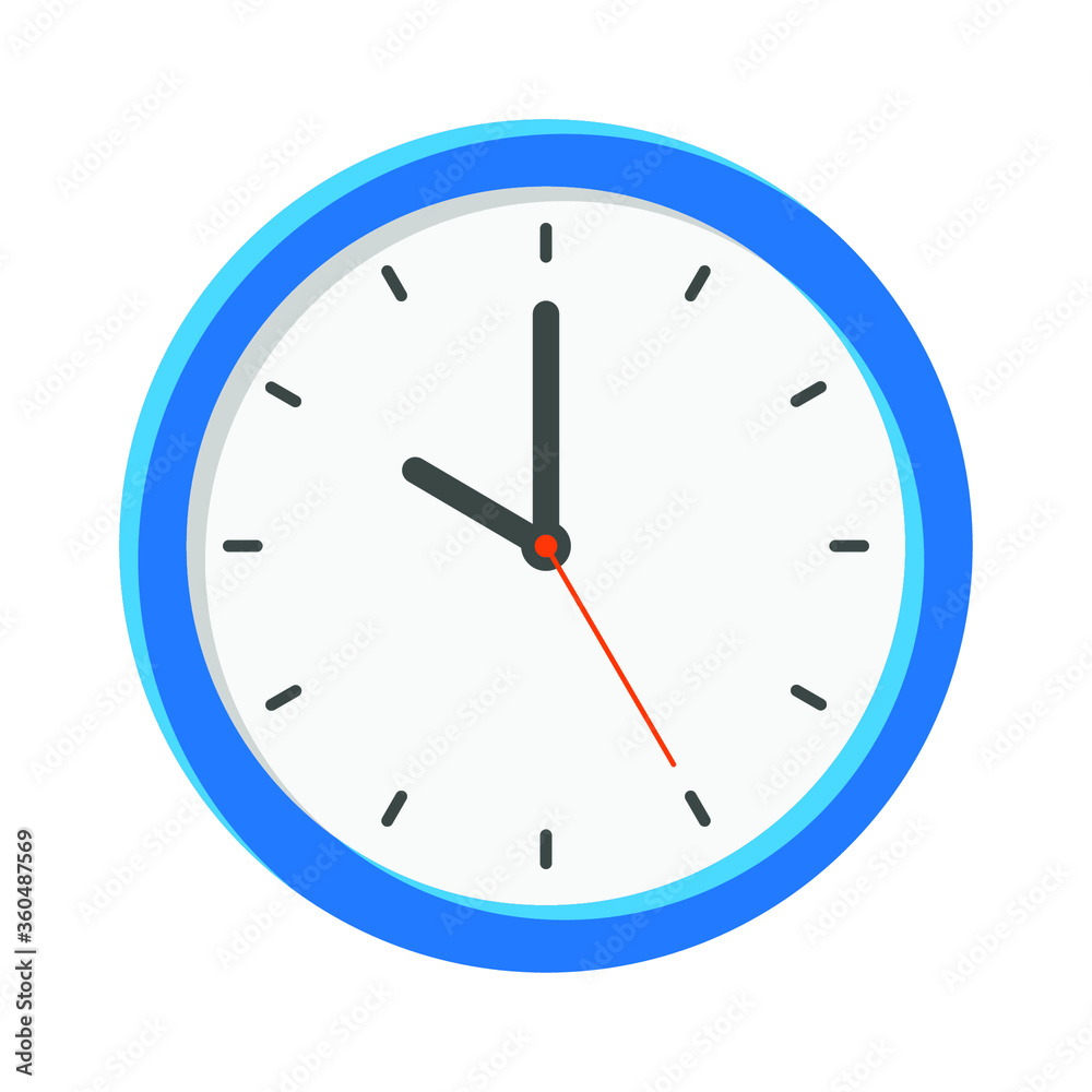 Analog clock flat vector icon. Symbol of time management, chronometer with hour, minute and second arrow. Simple illustration isolated on white background. EPS 10. Analog clock flat vector icon. Symbol of time management, chronometer with hour, minute and second arrow. Simple illustration isolated on white background. EPS 10.