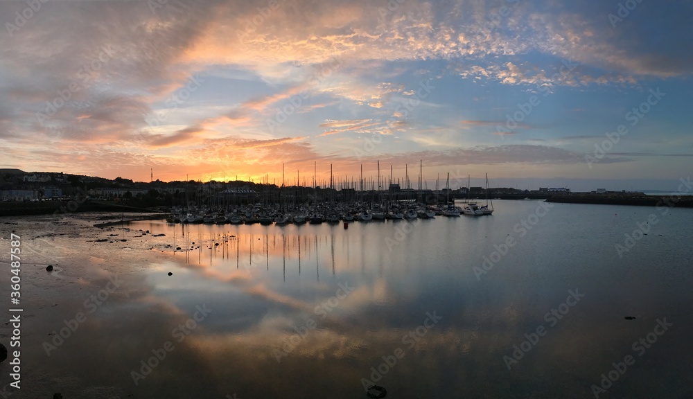 sunset over the harbour