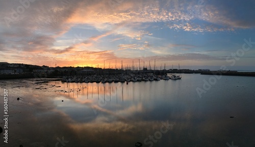 sunset over the harbour