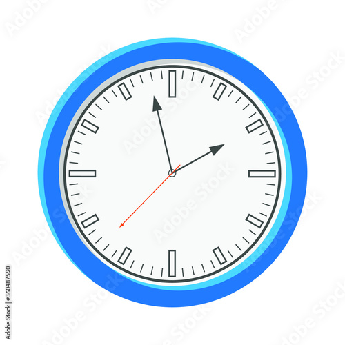 Analog clock flat vector icon. Symbol of time management, chronometer with hour, minute and second arrow. Simple illustration isolated on white background. EPS 10.