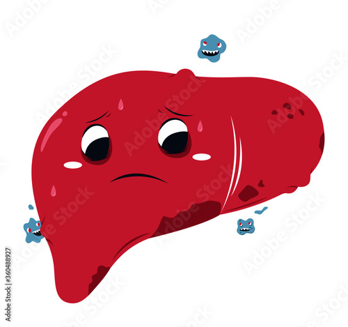 abnormal liver, liver with disease cartoon