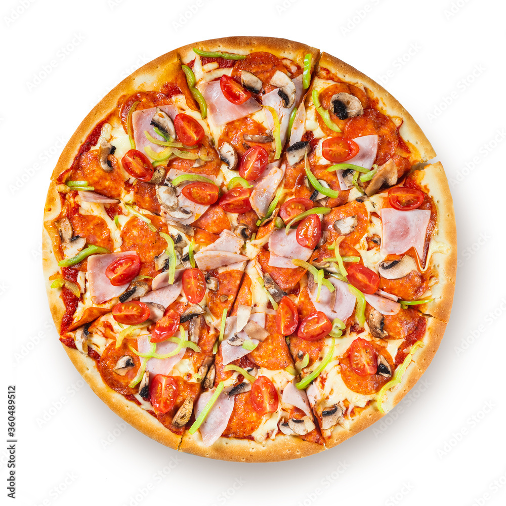 Pizza. Italian food ready to eat. Tasty Italian pizza isolated on a white background