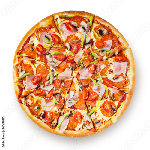 Obraz na płótnie Pizza. Italian food ready to eat. Tasty Italian pizza isolated on a white background w salonie