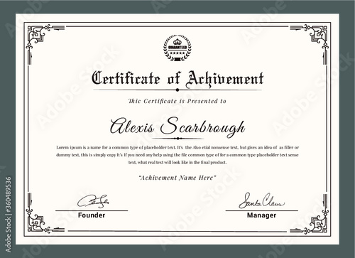 Certificate Template with Signature Layout