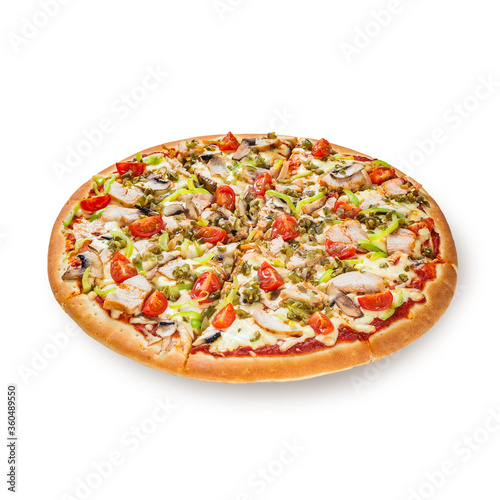 Pizza. Italian food ready to eat. Tasty Italian pizza isolated on a white background