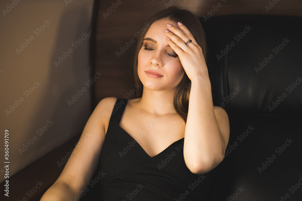 Attractive woman in private jet Attractive woman in private jet