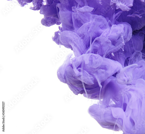 purple cloud, ink in water on white background