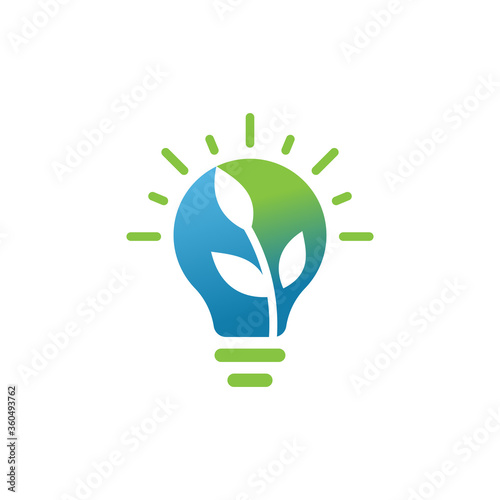 Eco innovative bulb icon logo design