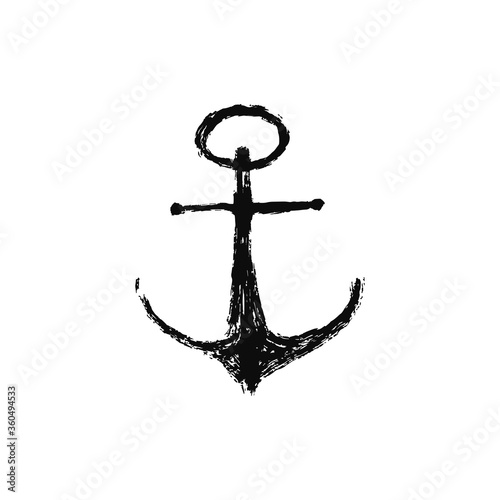 Isolated grunge drawing anchor icon