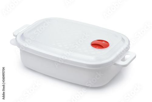 White plastic  reusable food storage container