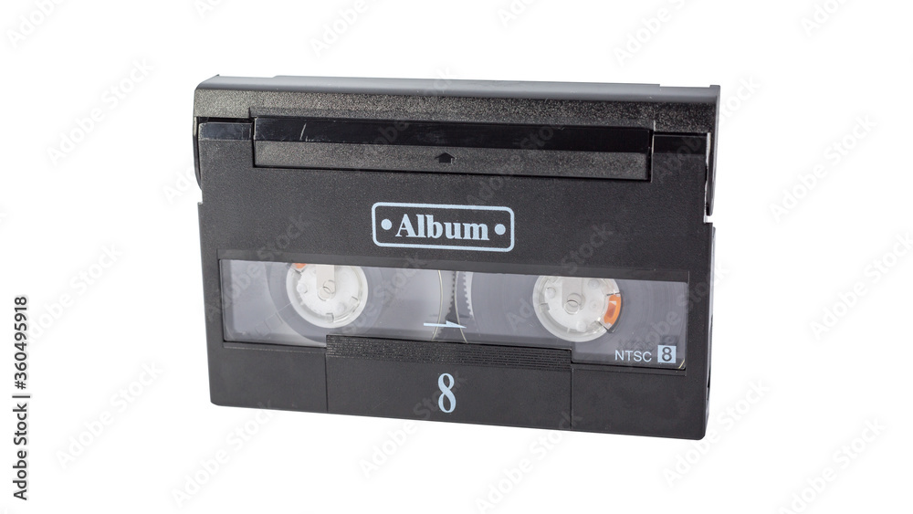 Obraz premium closeup detail of video cassette, 8 mm video cassette