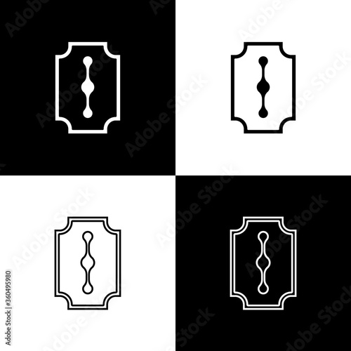 Set Blade razor icon isolated on black and white background. Vector Illustration.