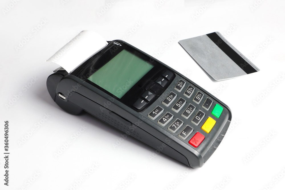 Credit card reader machine isolated on white background. Credit card reader machine isolated on white background.