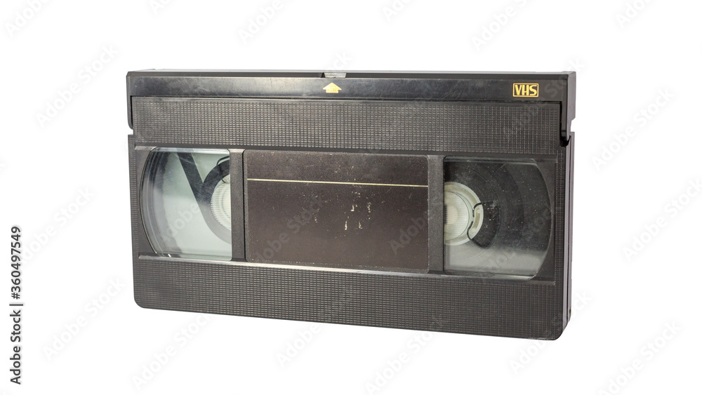isolated old VHS tape, VHS tape on the white screen

