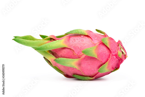 Fresh dragon fruit with water droplets isolated on white background. Clipping path.