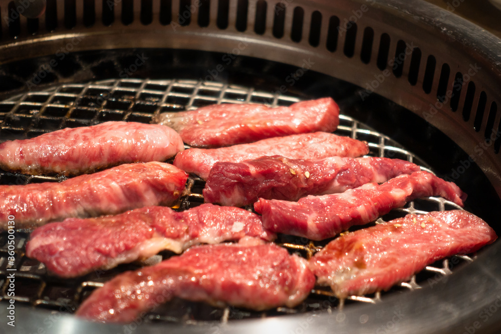 Japanese Yakiniku; Japanese-style bbq. Wagyu A5 japanese beef which considered as the best beef in the world. Soft tender beef yakiniku, Wagyu beef bbq. family dinner in hokkaido, Japan. Japanese Yakiniku; Japanese-style bbq. Wagyu A5 japanese beef which considered as the best beef in the world. Soft tender beef yakiniku, Wagyu beef bbq. family dinner in hokkaido, Japan.