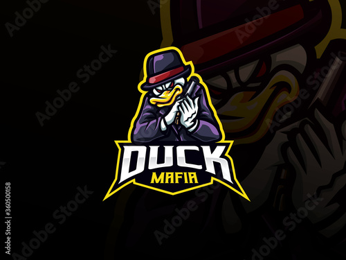 Duck mascot sport logo design