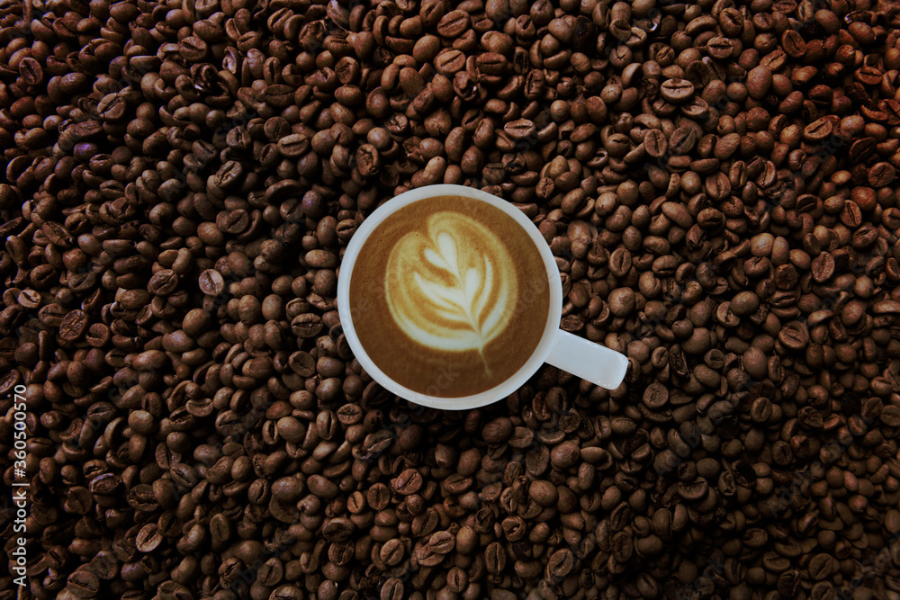 Freshness hot coffee with coffee beans background
Freshness hot coffee with coffee beans background