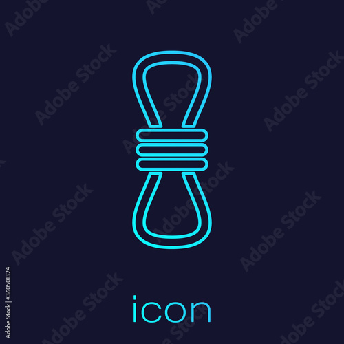 Turquoise line Climber rope icon isolated on blue background. Extreme sport. Sport equipment. Vector Illustration.