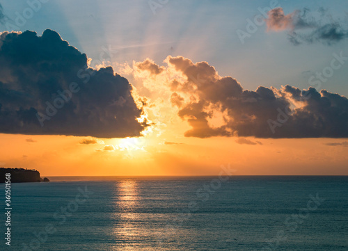 Sunset and bright sky near the island Bali
