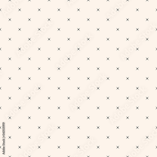 Vector minimalist seamless pattern with small stars  tiny crosses. Simple black and white minimal geometric texture. Abstract monochrome background. Subtle design for decor  wallpaper  fabric  prints