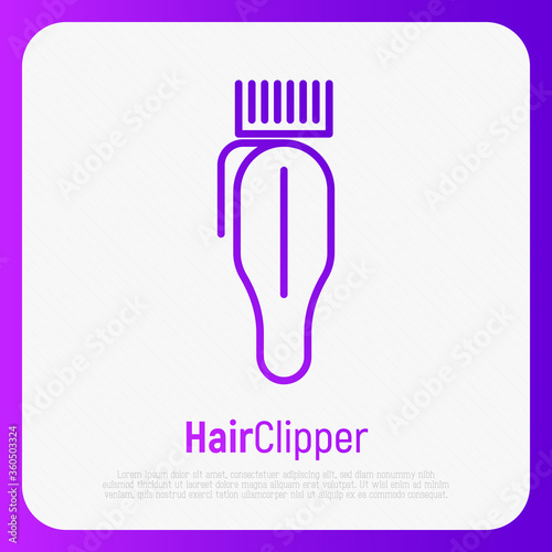 Hair clipper thin line icon. Barber equipment. Vector illustration.