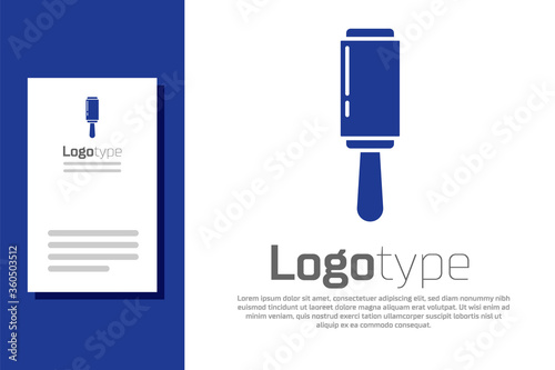 Blue Adhesive roller for cleaning clothes icon isolated on white background. Getting rid of debris, dust, hair, fluff, pet wool. Logo design template element. Vector Illustration.