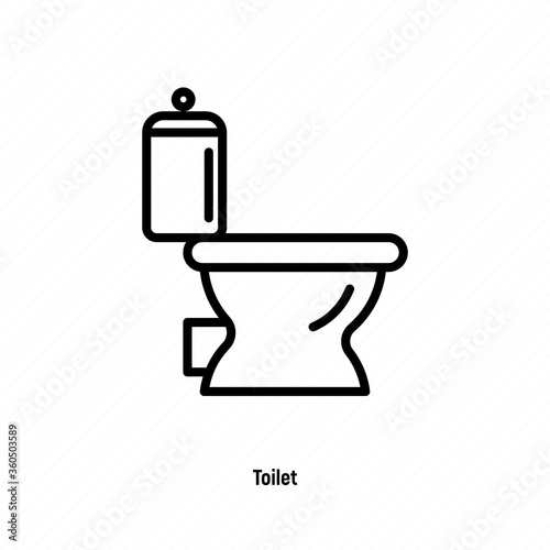 Toilet icon with water in bowl. Thin line vector illustration of plumbing or save water concept.