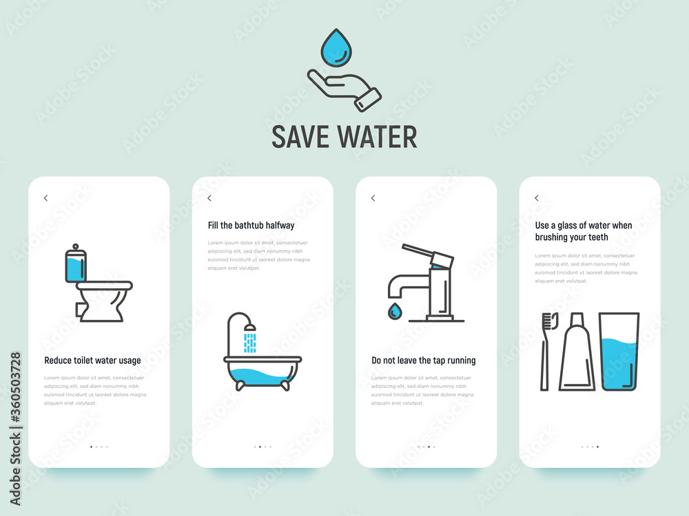 Vektorová grafika „Save water concept reduce toilet water, fill