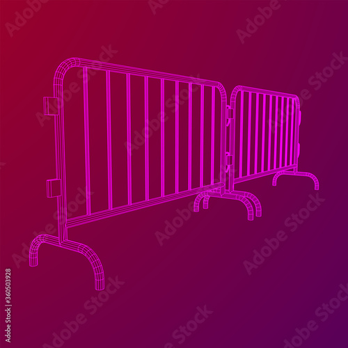 Police riot fence. Wireframe low poly mesh vector illustration.