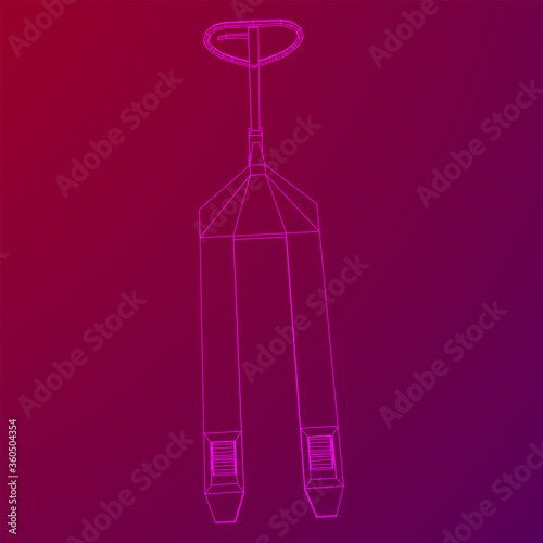 Hand pallet jack lift. Manual forklift. Logistics shipping concept. Wireframe low poly mesh vector illustration. © newb1