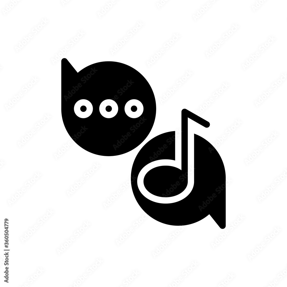 chat about music icon in glyph style isolated on white background. EPS 10 chat about music icon in glyph style isolated on white background. EPS 10