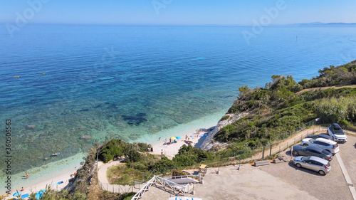 Elba Island, Italy. Amazing aerial view of Padulella Beach near Portoferraio